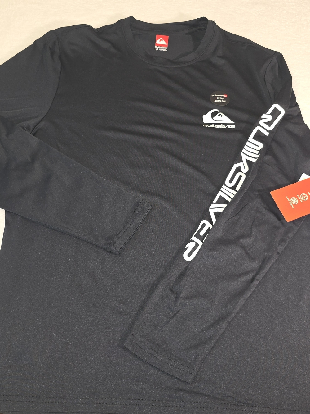 Quicksilver Surf Shirt Long Sleeve UPF 50+ Black Quick Dry Surf Wear Sz L